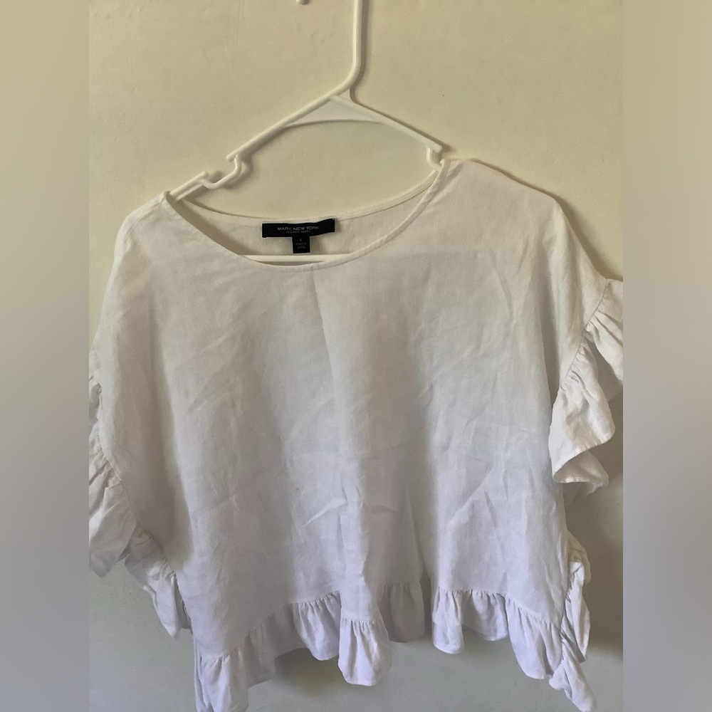 Marc New York White Ruffle Blouse